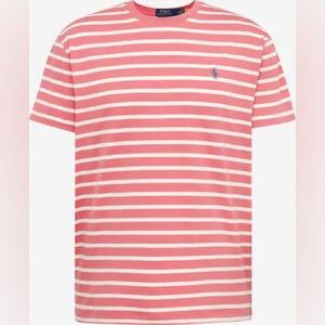 POLO RALPH LAUREN 🐎 Womens 100% Cotton Striped Tshirt, Pink & White, Size M